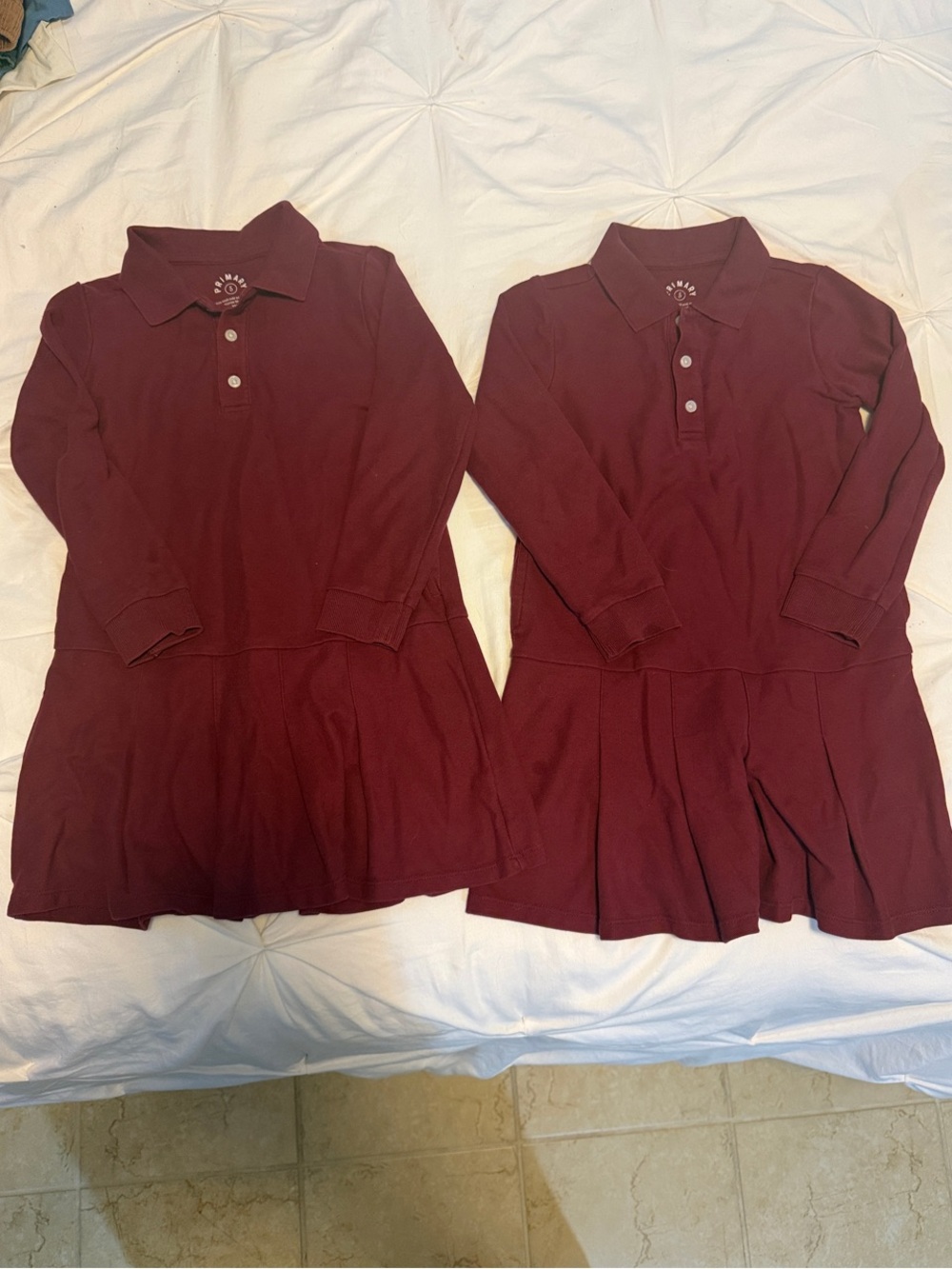Primary Long-Sleeve Polo Dress in Burgundy